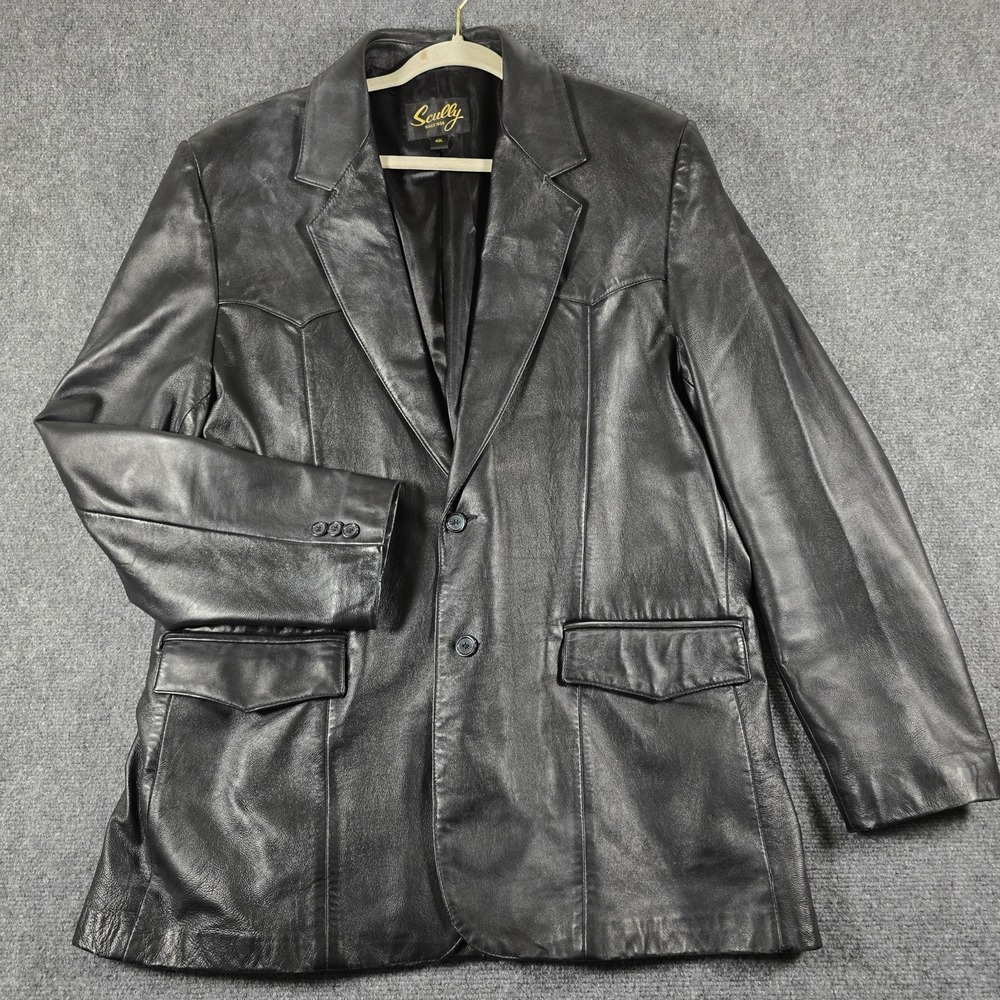 VTG Scully Men's Black Genuine Lambskin Leather Western Blazer Sport Jacket 46L